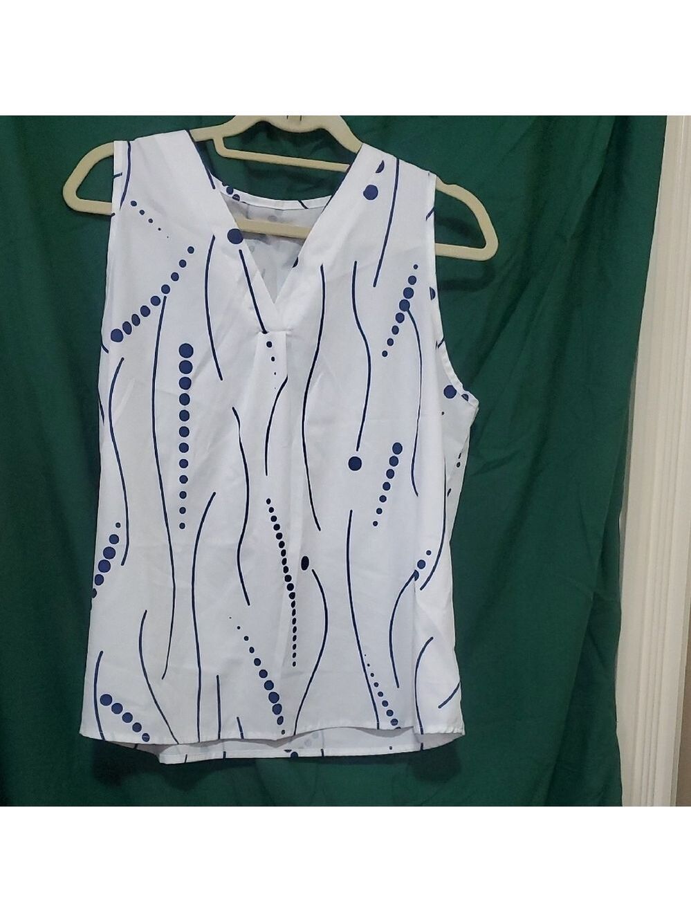 Shein Stylish White and Blue Women's Top Size XL
